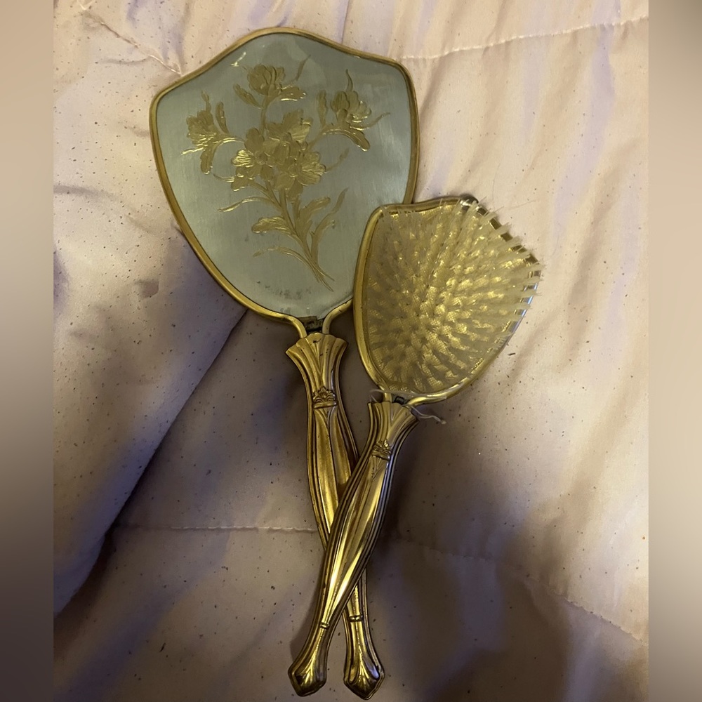 Vintage Mirror and Brush Set